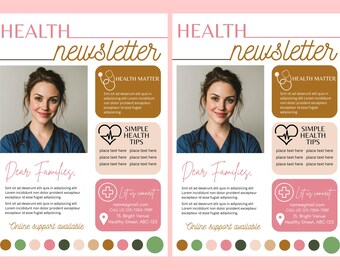 Health Newsletter FLYER CANVA| A4 Flyer template |health poster| editable |diy | newsletter flyer |nurse|digital| clinic|instant download