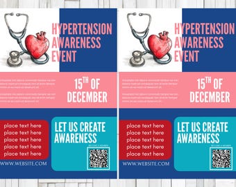 Health Hypertension FLYER CANVA| A4 Flyer template |health poster| editable |diy | Hypertension flyer |nurse|digital|clinic|instant download