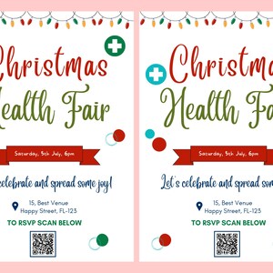 健康フェア フライヤー CANVA | A4 フライヤー テンプレート | 健康ポスター | 編集可能 | クリスマス健康フェア フライヤー | デジタル | クリニック テンプレート | すぐにダウンロード