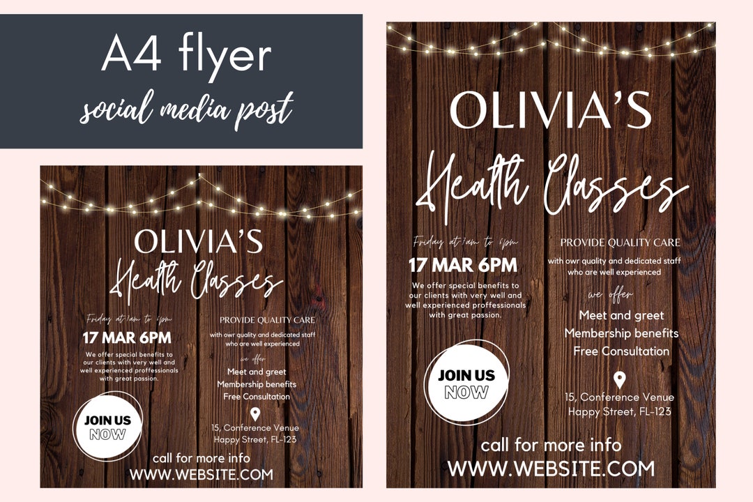 Rustic Event Flyer Rustic Health FLYER Canva A4 Size instagram Flyer Social Media ...