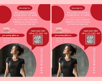 Pilates Health FLYER CANVA| A4 Flyer template |health poster| editable flyer |diy flyer| Pilates flyer|digital|clinic|instant download