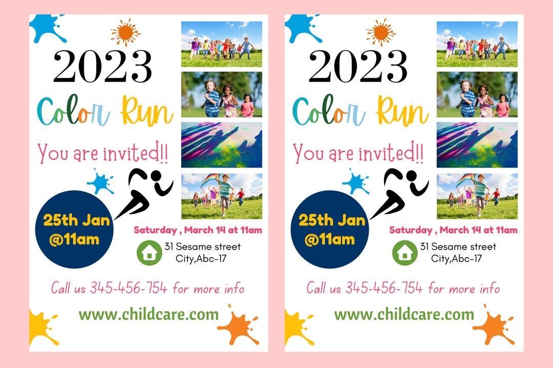 Color Run FLYER CANVA A4 Flyer Template health - Etsy