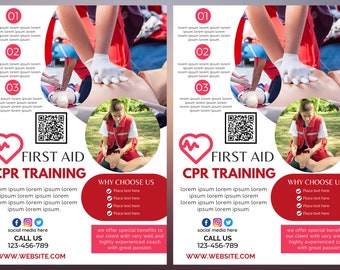 Folleto de salud sobre RCP/Canva/folleto de primeros auxilios/póster de salud/folleto editable/folleto para hacer uno mismo/enfermera/digital/plantillas clínicas/descarga instantánea