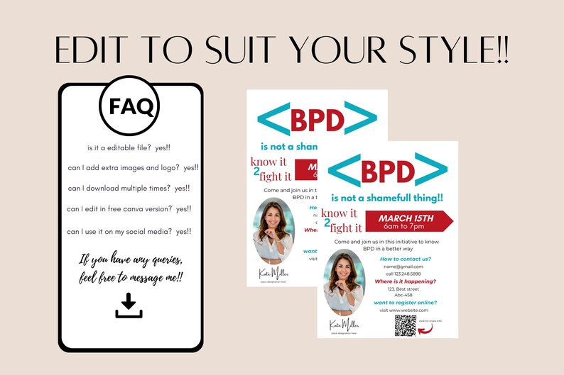 BPD Health FLYER CANVA| A4 Flyer Template |health Poster| Editable ...