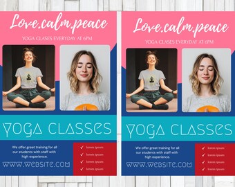 Yoga Health FLYER CANVA| A4 Flyer template |health poster| editable flyer |diy flyer| yoga flyer|digital| clinic| instant download
