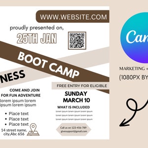 Fitness Flyer Canva| Boot Camp Flyer| Social Media Flyer Template ...