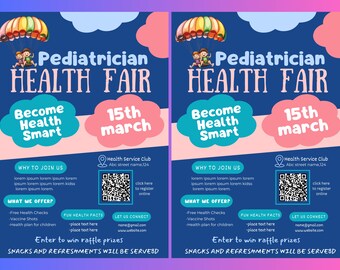 Folleto de salud pediátrica CANVA/ Plantilla de folleto A4 /cartel de salud/ editable /hágalo usted mismo/ Folleto de feria de salud pediátrica/digital/ descarga instantánea