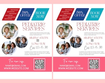 Kindergeneeskunde FLYER CANVA| Sjabloon A4-flyer |gezondheidsposter| bewerkbare flyer | DIY-flyer| Flyer voor kinderen|digitaal| kliniek| direct downloaden
