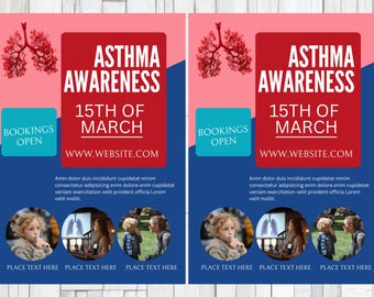 Health Asthma FLYER CANVA| A4 Flyer template |health poster| editable |diy | Asthma flyer |nurse|digital| clinic templates|instant download
