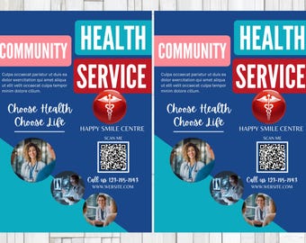 Health Service FLYER CANVA| A4 Flyer template |health poster| editable |diy | Health service flyer |nurse|digital| clinic|instant download