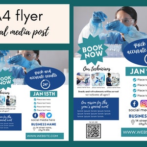 Lab Testing FLYER CANVA| A4 Flyer| Instagram banner| health| coach|diasgnostics| medical laboratory|diy|digital| instant download
