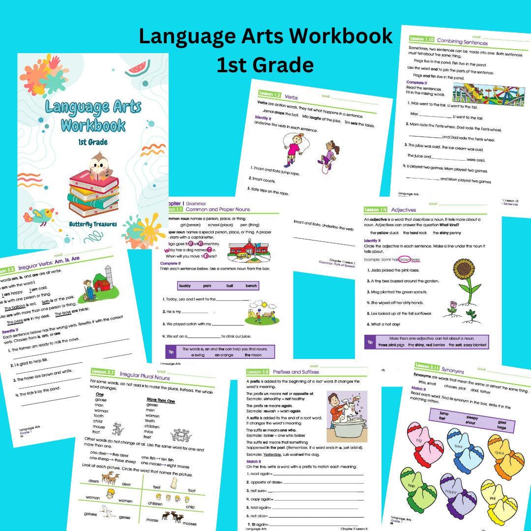 Language Arts Workbook, Learning Binder, Workbook for Kids, Grammar - Etsy