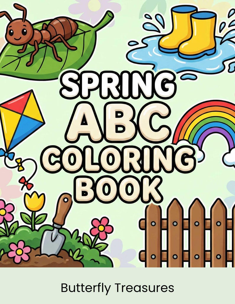 Abc Hop For Spring Spring ABC Coloring Book - Digital - Etsy