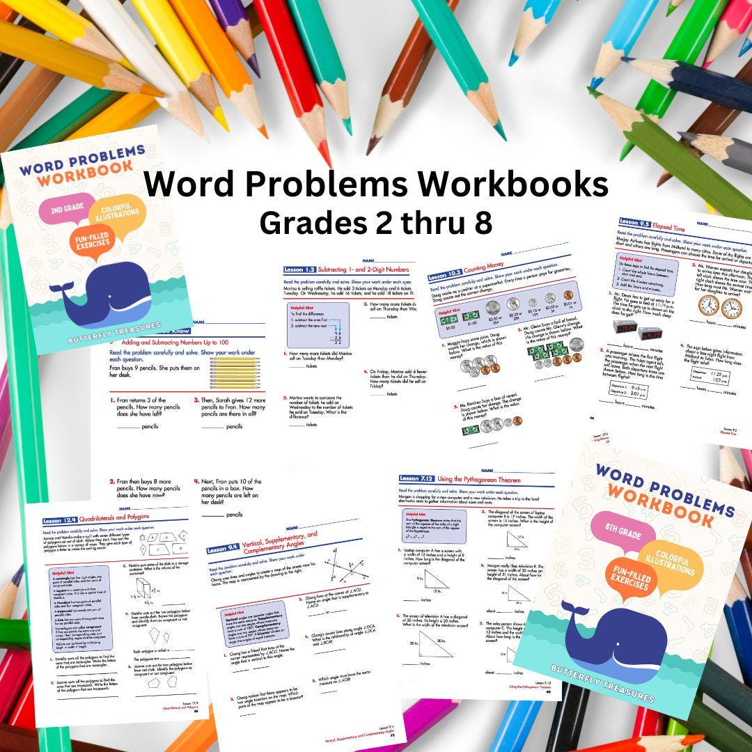 Word Problem Booklet Word Problems Workbook: Math Activities for Grades 2-8 - Etsy