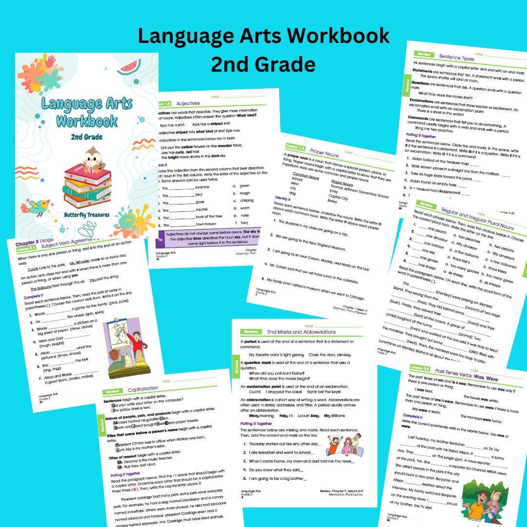 Language Arts Workbook, Learning Binder, Workbook for Kids, Grammar - Etsy