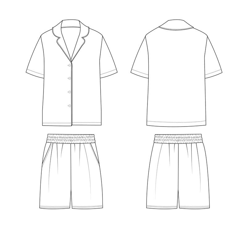 Pajama Set Flat Sketch Bundle – 2 Styles for Fashion Design - Etsy