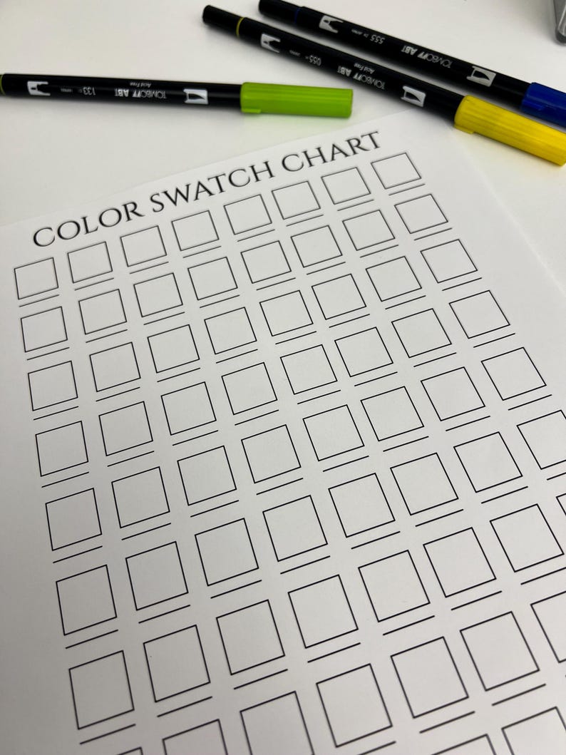 80 Marker Color Chart | Swatch Template for Markers | Instant Download ...