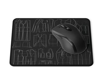 Blueprint Sewing Pattern Mouse Pad, Non-Slip Rubber Base