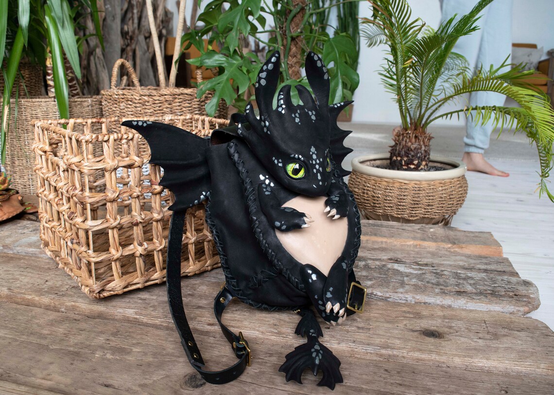 EXAMPLE Leather dragon backpack purse. Handmade bag in dragon Etsy