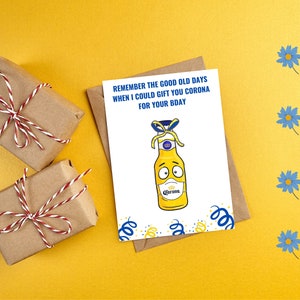 Corona Beer Funny Quarantine Birthday Card, Social Distancing Digital Download Cards