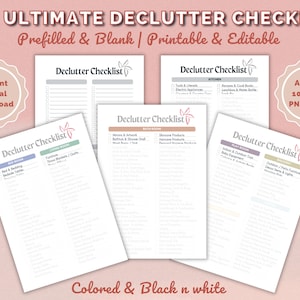 Declutter Checklist Editable, Printable Cleaning Checklist, Home Decluttering Log, Cleaning Schedule Planner, Household Organizing Guide