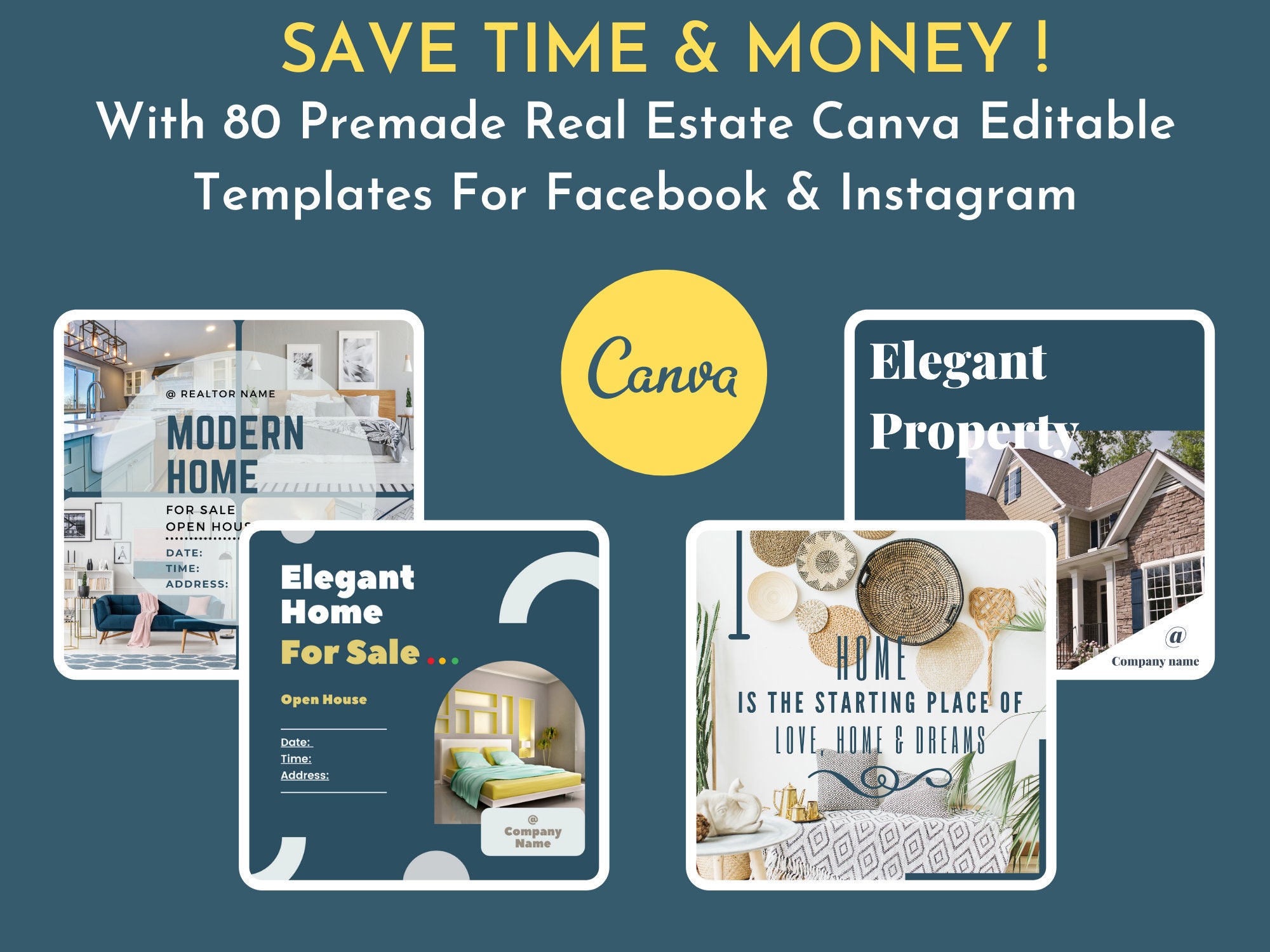 80 Real Estate Templates For Realtors Realtor Instagram Posts | Etsy
