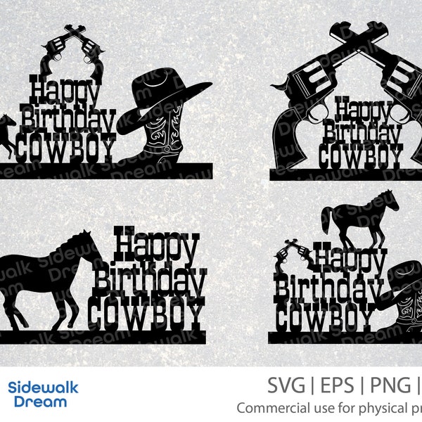 Cowboy Birthday Cake Topper svg – Cowboy Birthday svg – Cowboy Cake Topper svg – Western Birthday svg – Rodeo Birthday svg – Happy Birthday