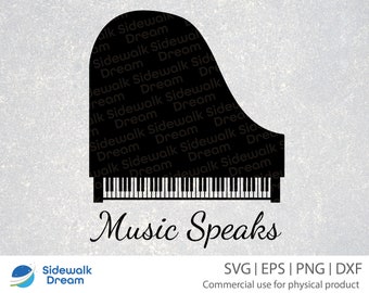 Music Speaks svg – Music svg – Piano svg – Grand Piano svg – Piano Keys svg – Music Quote svg – Music Quotes – Music Quote Decal