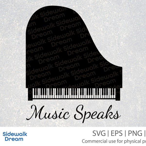 Music Speaks svg – Music svg – Piano svg – Grand Piano svg – Piano Keys svg – Music Quote svg – Music Quotes – Music Quote Decal