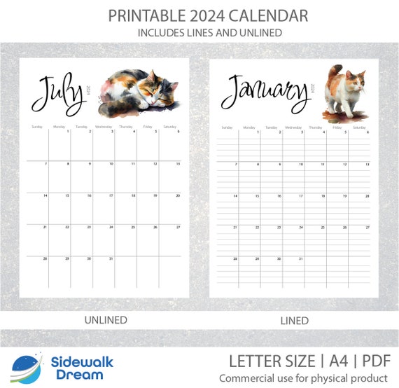 2024 Kalender, 2024 Kitty Calendar, Cat Wall Calendar 2024, 12 månaders  kattkalenderpresenter till kattälskare 1Pcs a566, 1Pcs