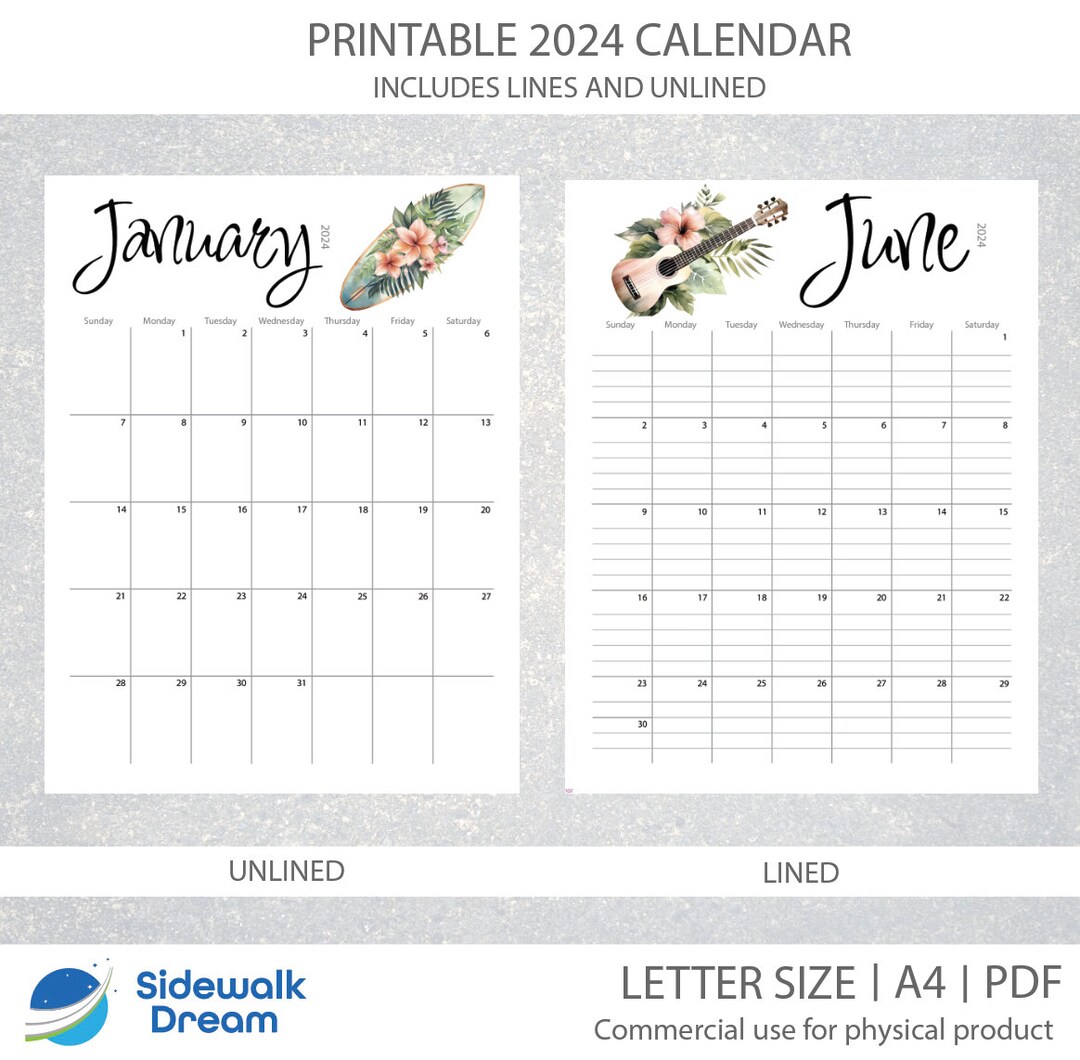 Printable Hawaii Calendar 2024 Hawaii Calendar Digital Calendar PDF