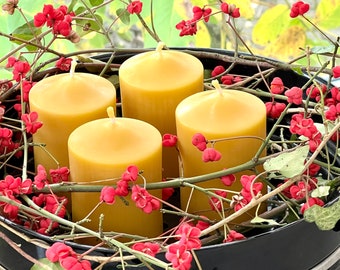 Advent candles made of beeswax with pointed, pack of 4, handmade