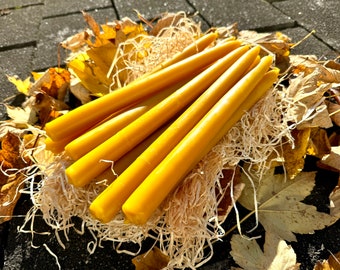 10 hand-pulled beeswax candles