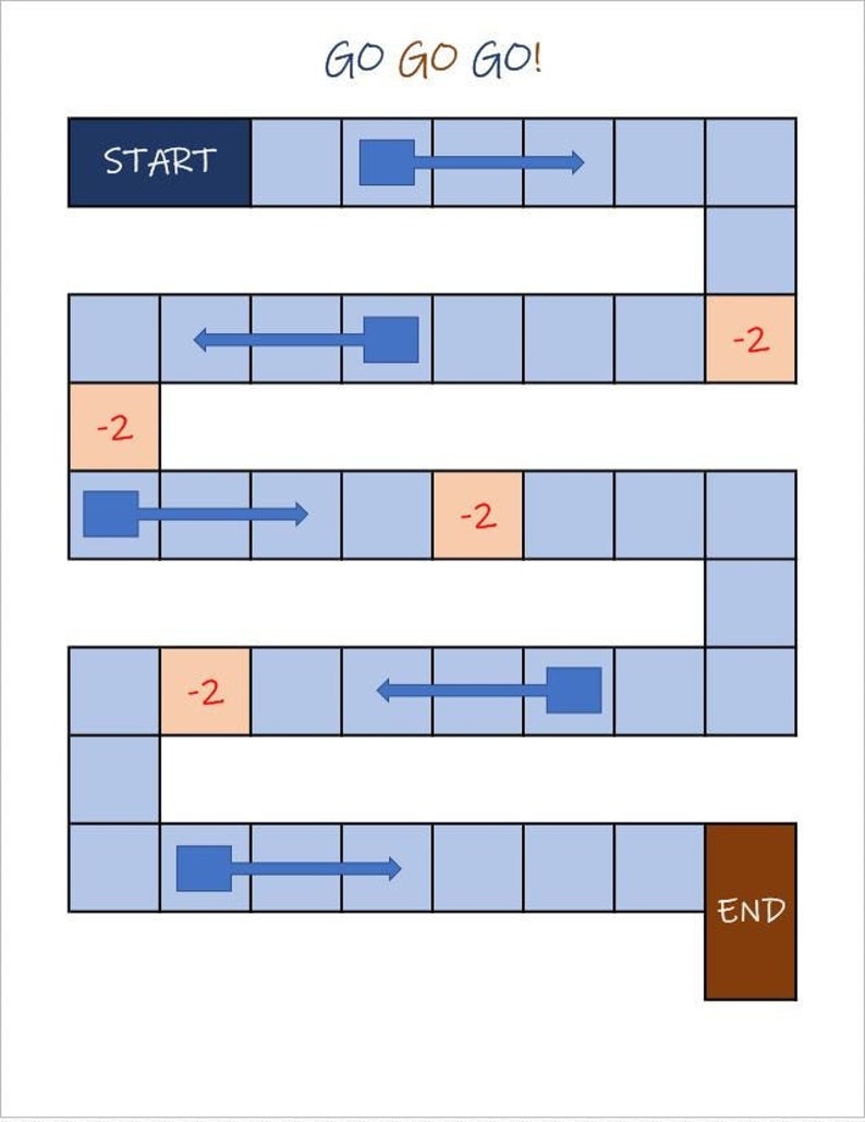 Printable Board Game for Kids Easy Beginner Board Game Go Go Go Etsy