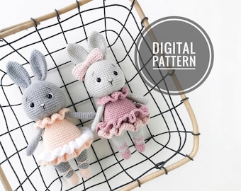 Crochet ballerina bunny PATTERN, amigurumi doll, toy, english (US) PDF pattern