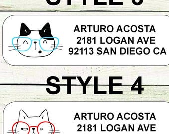 Aangepaste CAT-adreslabels / Mexicaans eten-vormig label / Gepersonaliseerd adres / Postetiketten / Leuke kawaii / Gepersonaliseerd