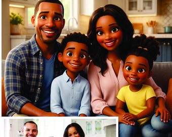 Pixar Style Portrait from Photo, Couple, Family, Pet Gift, Animated Style Portraits, Digital 3D Portrait, Gift, Digital Pixar Art
