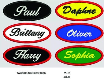 Personalized Name Embroidered Iron On Name Tag - Garage Name Tag - name iron on patch - uniform name patch -Choose your color Add your name