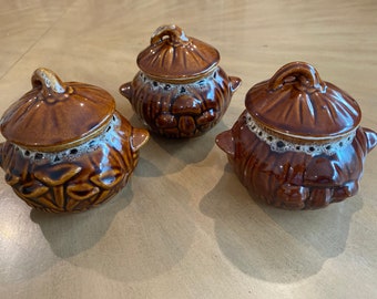 set of 3 Brown Ceramic Crockpot Set, Home Essentials (9.5 oz)