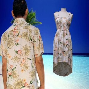 Family Matching Hawaiian Outfits - Rayon Orchid Luau Vacation Clothes - Aloha Shirts & Dresses Made in Hawaii for Beach Wedding / Photoshoot
