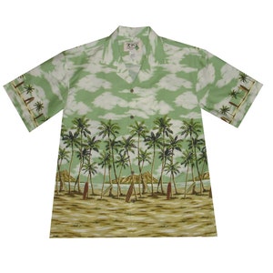 Palme Hawaiihemd Herren | Tropisches Strand Aloha Shirt | Made in Hawaii Baumwolle Border Print Shirt | Urlaub Kreuzfahrt Luau Shirt Geschenk von Ky
