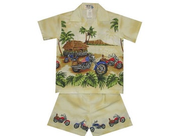 Little Boy's Hawaiian Cabana Set Made In Hawaii | Hawaiian toddler baby boy shirt 100% Cotton