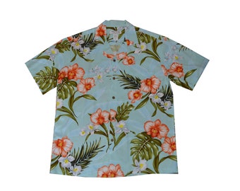 Akupu Orchid Navy Rayon Men's Aloha Shirt