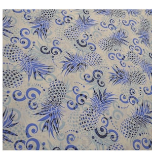 Exclusive Pineapple Design Hawaiian Fabric - 100% Cotton Poplin, Tropical Print - Sold by the Yard - Perfect for DIY, Hawaiian Gifts