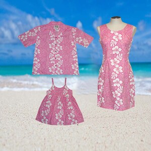 Matching Family Hawaiian Outfits – Hibiscus Print Aloha Shirt/Dress – Ky’s Handmade in Hawaii– Cotton Men,Women & Boys Clothing for Vacation