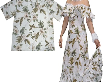 Couples Hawaiian Outfits: Handcrafted Hawaiian Apparel, Hibiscus Aloha Shirts, and Dresses for Comfortable Wedding and Group Gifts in Hawaii