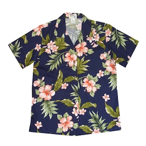 Chemise hawaïenne pour femme fabriquée à Hawaï, États-Unis | Tenues familiales assorties | Chemises pour couple assorties en fleur d'hibiscus corail