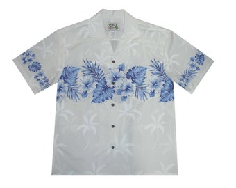 Camisa hawaiana de algodón hecha a mano – Estampado floral de hibisco, estilo Aloha