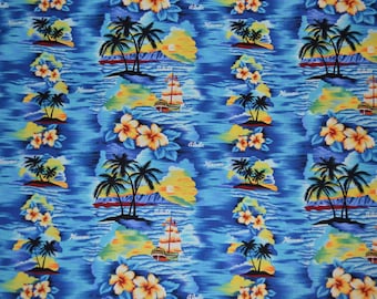 Tela hawaiana 100 % popelina de algodón: tela con estampado floral tropical, para camisas hawaianas, muumuu, ropa hawaiana, se vende cortada a medida.