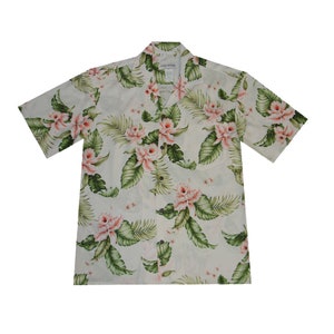 Herren Rayon Hawaiihemd Made in Hawaii by KY’S® – Coral Orchid Aloha Shirt – Weiches tropisches Luau Shirt – Geschenk Ruhestand, Geburtstag